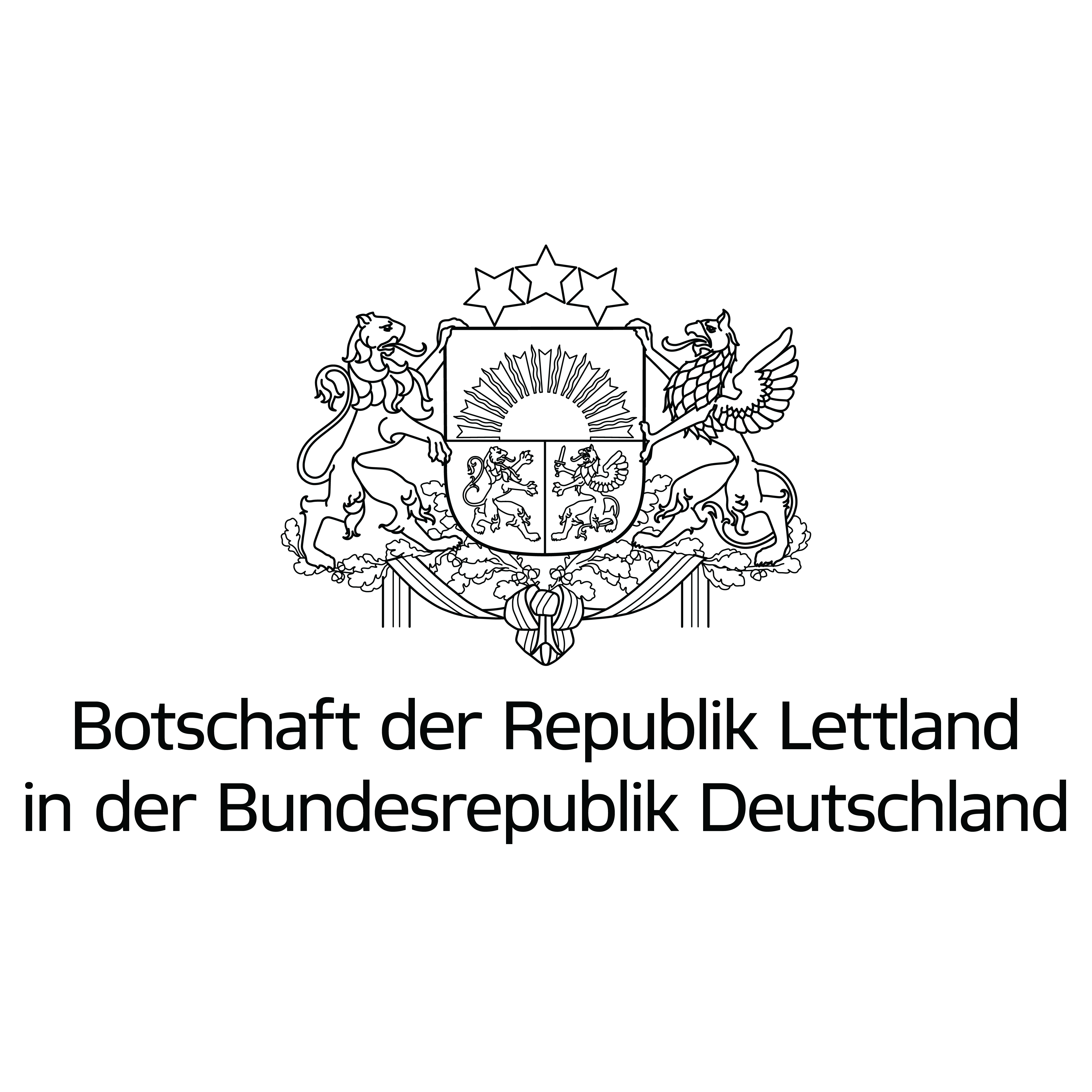 Das Logo der Botschaft Lettlands in Berlin