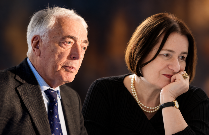 KI-gestützte Bildmontage von einem Mann und einer Frau, Boris Sabarko und Irina Scherbakowa